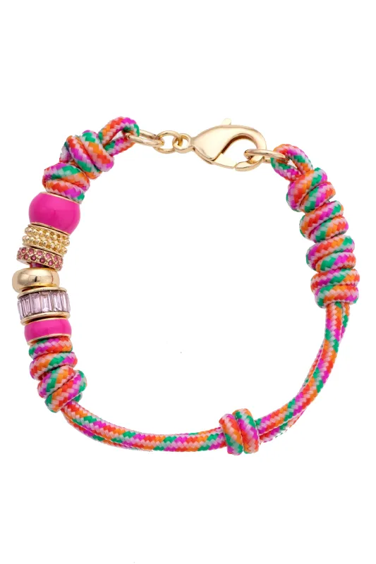 Lottie Multi Bead Paracord Bracelet in Pink Multi sold by Canvas Style