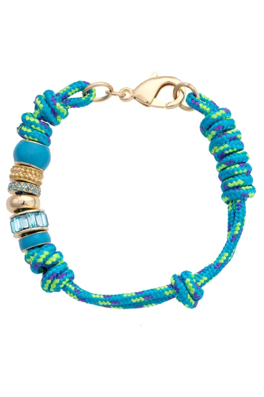 Lottie Multi Bead Paracord Bracelet in Teal Multi sold by Canvas Style