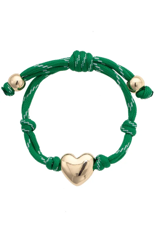 Blaine Puffy Heart Paracord Bracelet in Kelly Green sold by Canvas Style