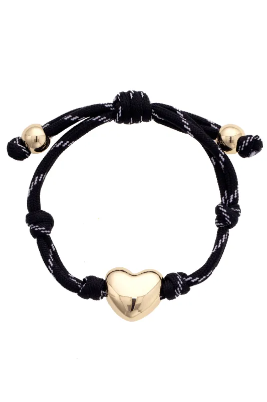 Blaine Puffy Heart Paracord Bracelet in Black sold by Canvas Style