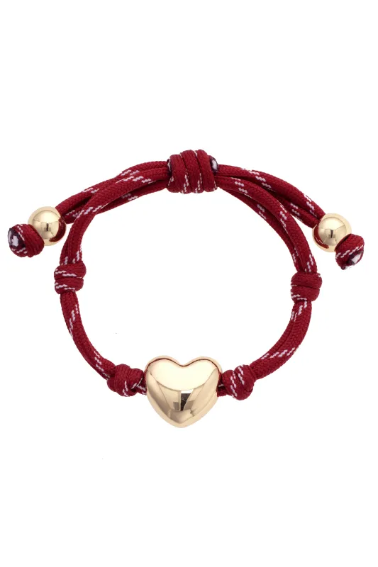 Blaine Puffy Heart Paracord Bracelet in Crimson sold by Canvas Style