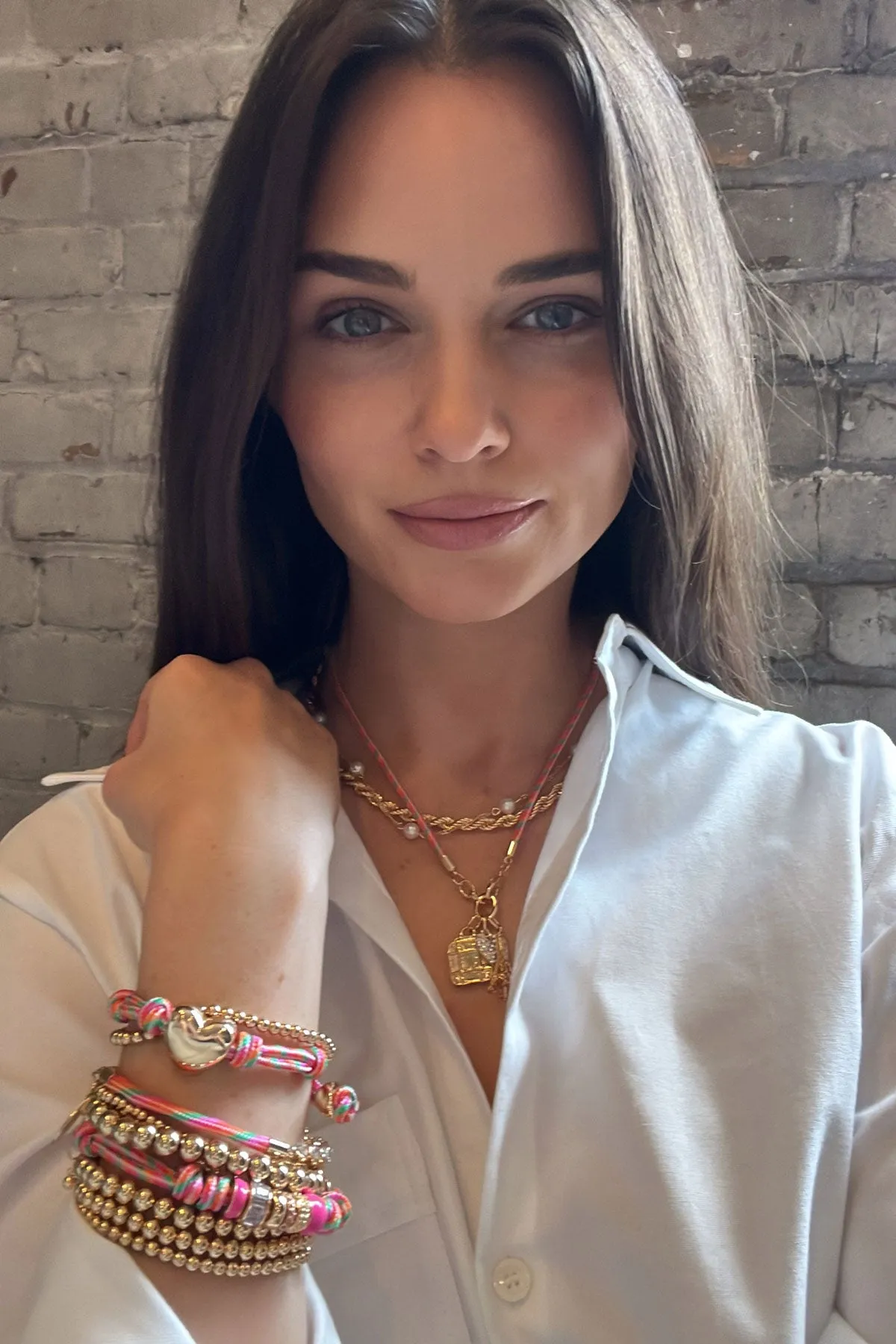 Blaine Puffy Heart Paracord Bracelet in Pink Multi sold by Canvas Style product image thumbnail 2