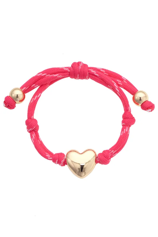 Blaine Puffy Heart Paracord Bracelet in Fuchsia Multi sold by Canvas Style