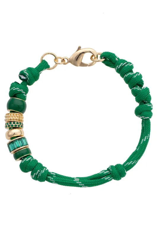 Lottie Multi Bead Paracord Bracelet in Kelly Green sold by Canvas Style
