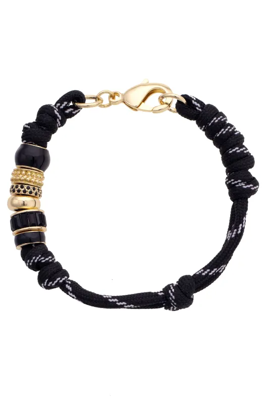 Lottie Multi Bead Paracord Bracelet in Black sold by Canvas Style
