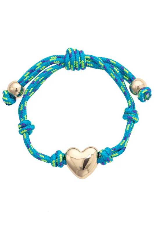 Blaine Puffy Heart Paracord Bracelet in Teal Multi sold by Canvas Style
