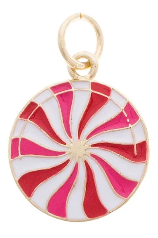Peppermint Enamel Charm in Red/Pink/White sold by Canvas Style