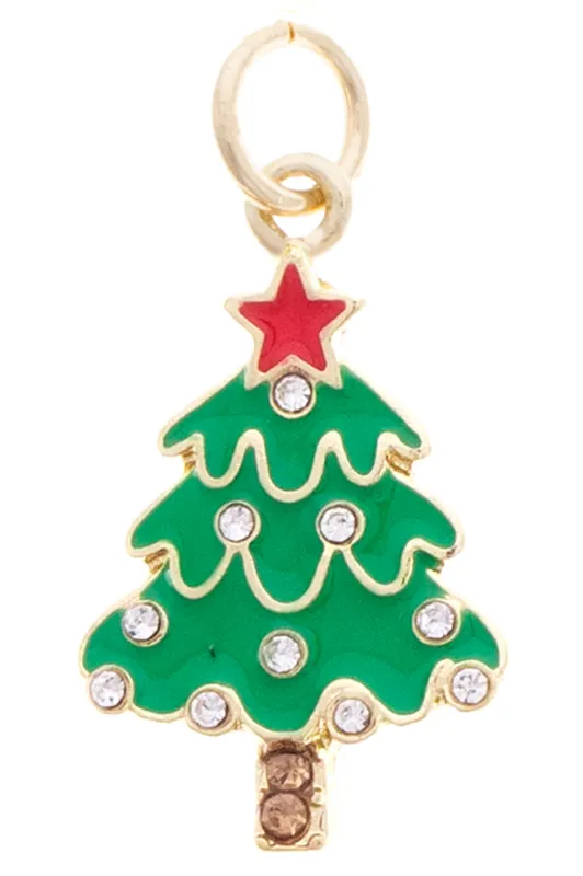 Rhinestone Enamel Christmas Tree Charm in Green sold by Canvas Style