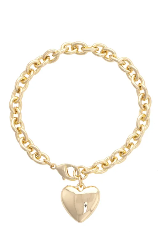 Hererra Mini Puffy Heart Bracelet in Shiny Gold sold by Canvas Style
