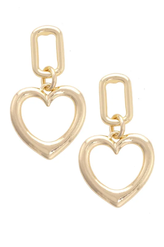 Haley Open Heart Earrings in Shiny Gold sold by Canvas Style