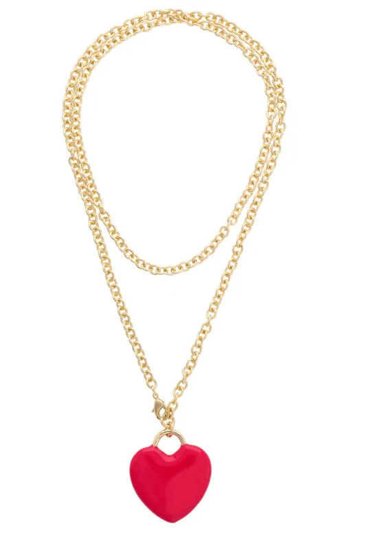 Hendrick Puffy Heart Enamel Convertible Necklace in Red sold by Canvas Style