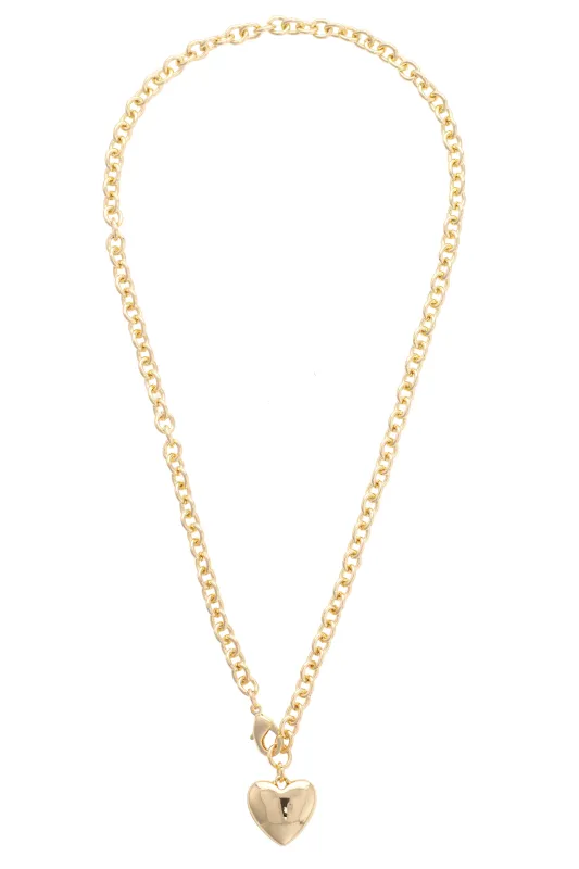 Hererra Mini Puffy Heart Necklace in Shiny Gold sold by Canvas Style
