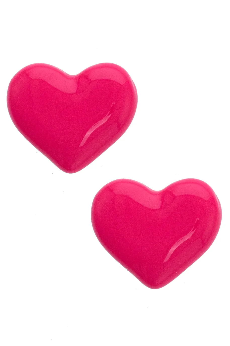Carter Puffy Heart Enamel Earrings in Pink sold by Canvas Style