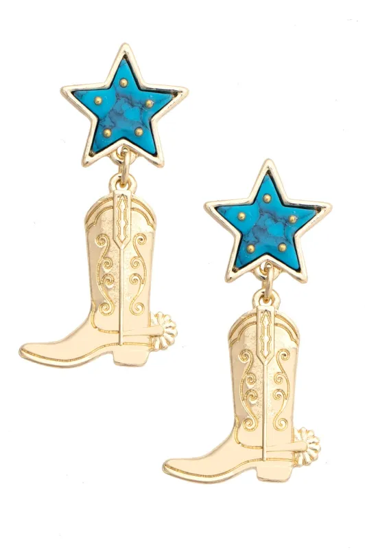Starlight Drop Boot Earrings in Shiny Gold sold by Canvas Style