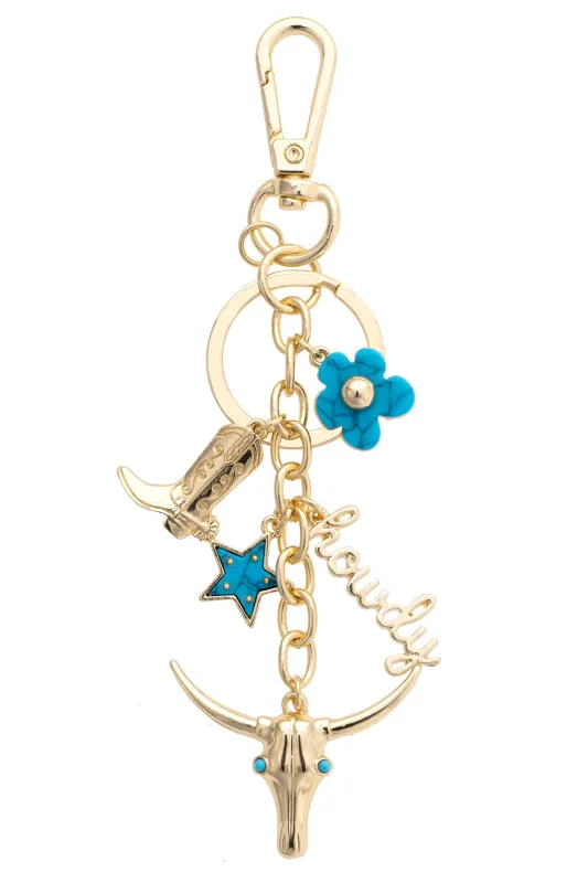 Howdy Cluster Bag Charm in Shiny Gold sold by Canvas Style