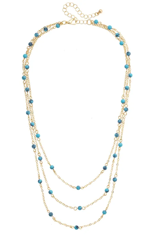 Selena Dainty Layered Necklace in Turquoise sold by Canvas Style