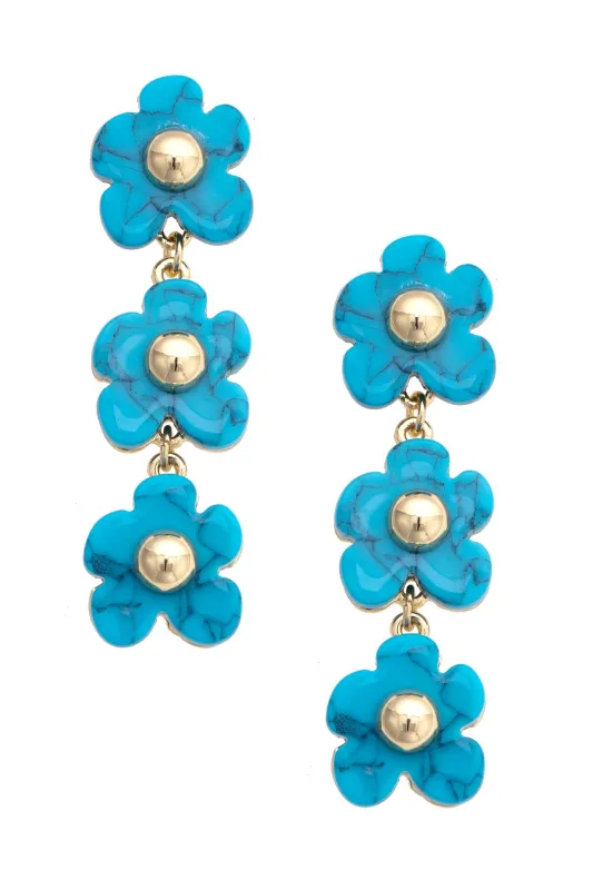 Riadosa Linked Flower Earrings in Turquoise sold by Canvas Style