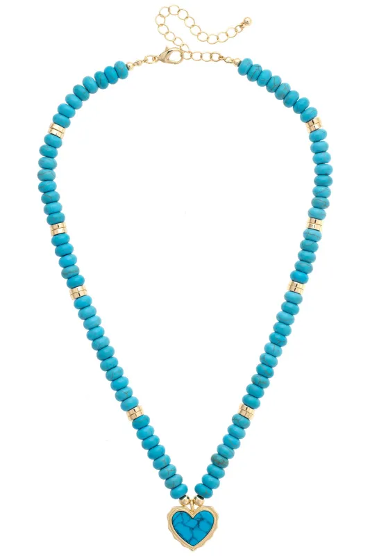Agatha Beaded Heart Necklace in Turquoise sold by Canvas Style