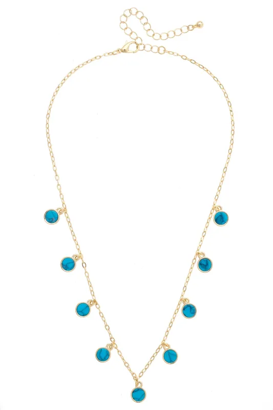 Hobbs Bezel Charm Necklace in Turquoise sold by Canvas Style