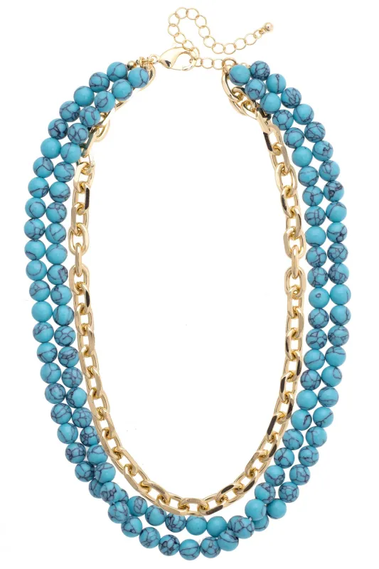 Los Alamos Beaded 3-Row Necklace in Turquoise sold by Canvas Style