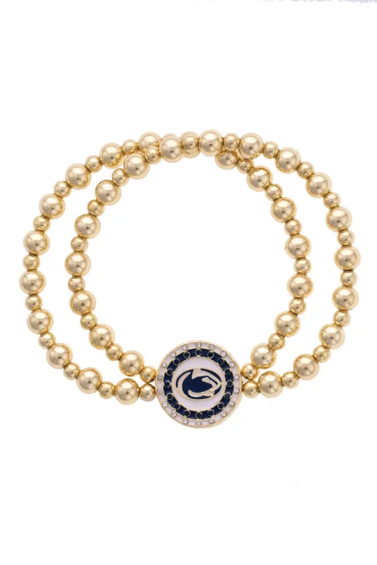 Penn State Nittany Lions Pave Disc 2-Row Ball Bead Stretch sold by Canvas Style