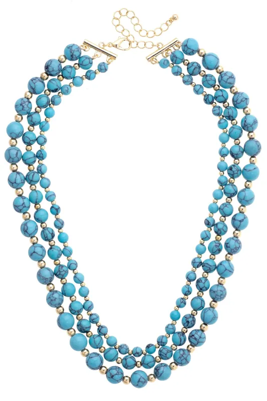 Rio Rancho Beaded 3-Row Necklace in Turquoise sold by Canvas Style