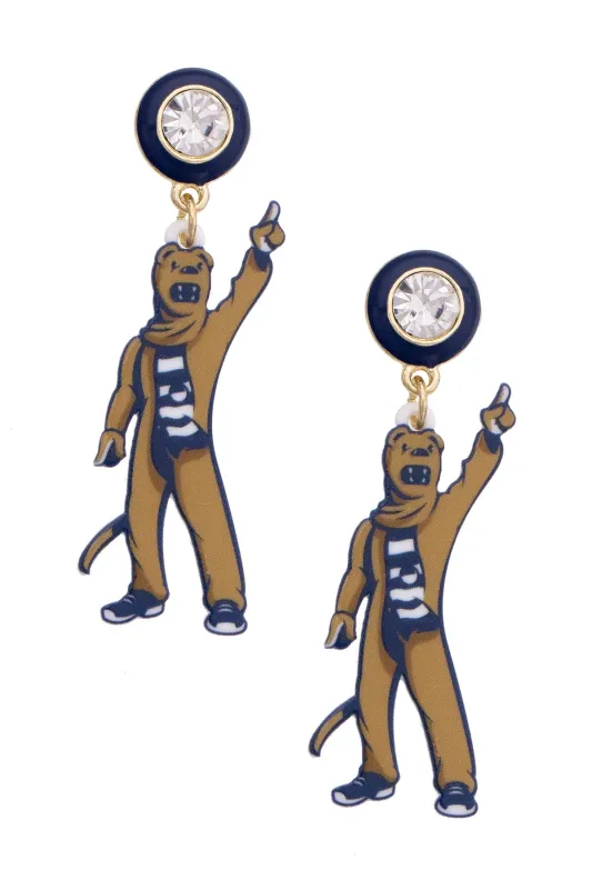 Penn State Nittany Lion Resin Mascot Earrings in Navy/Gold sold by Canvas Style