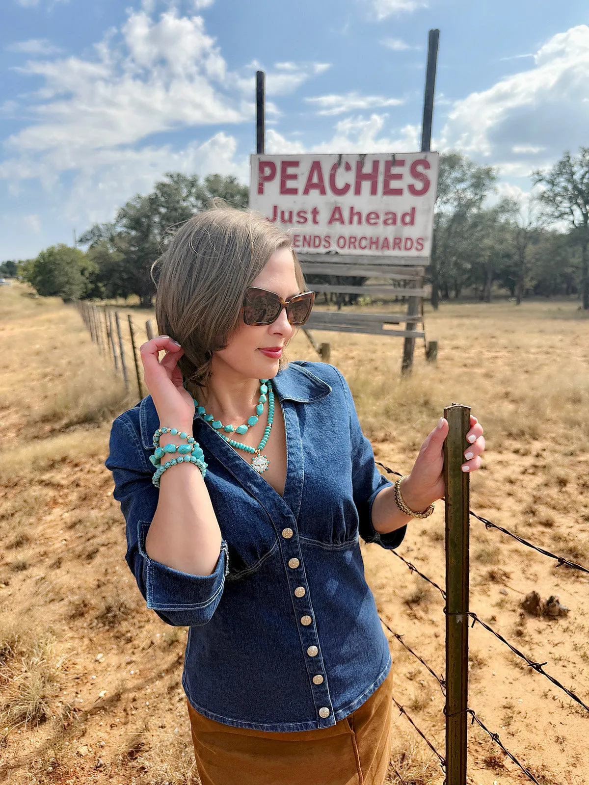 Buffalo Coin Beaded Necklace in Turquoise sold by Canvas Style product image thumbnail 2