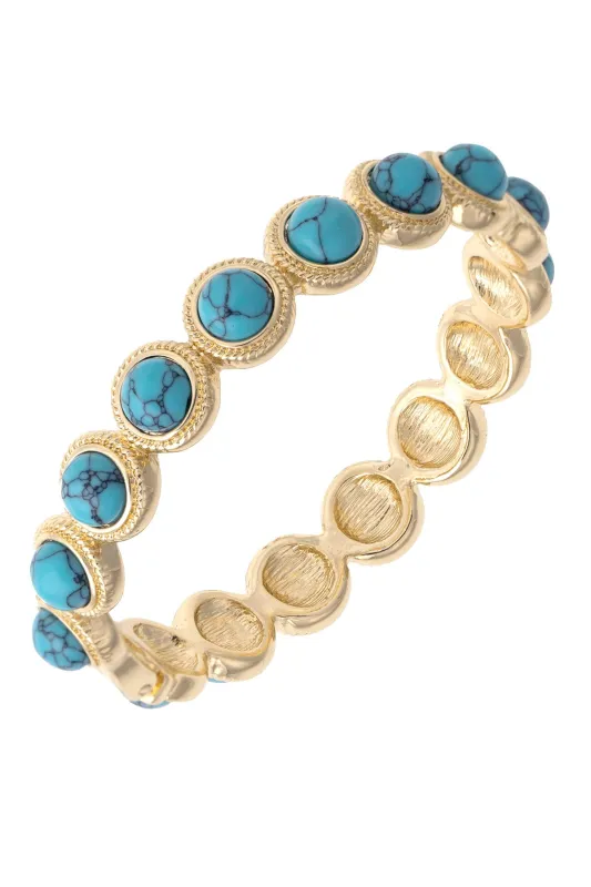 Casey Cabochon Hinge Bangle in Turquoise made by Canvas Style