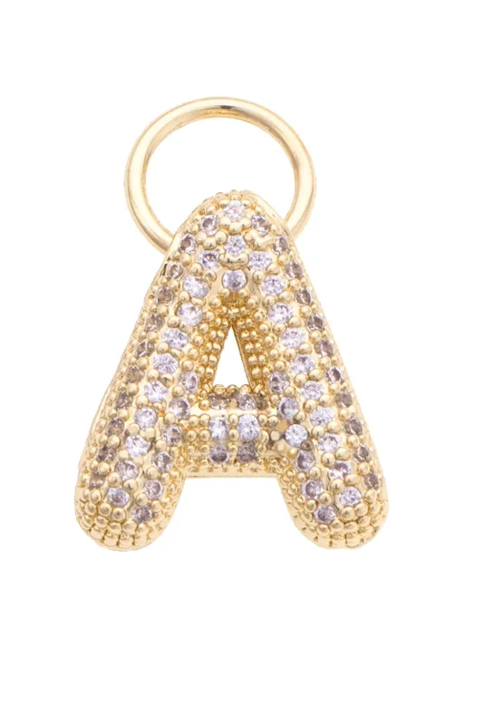 Letter Pave Initial Charm in Shiny Gold sold by Canvas Style