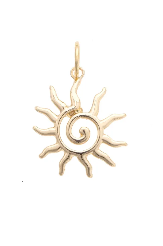 Swirl Sun Charm in Shiny Gold sold by Canvas Style