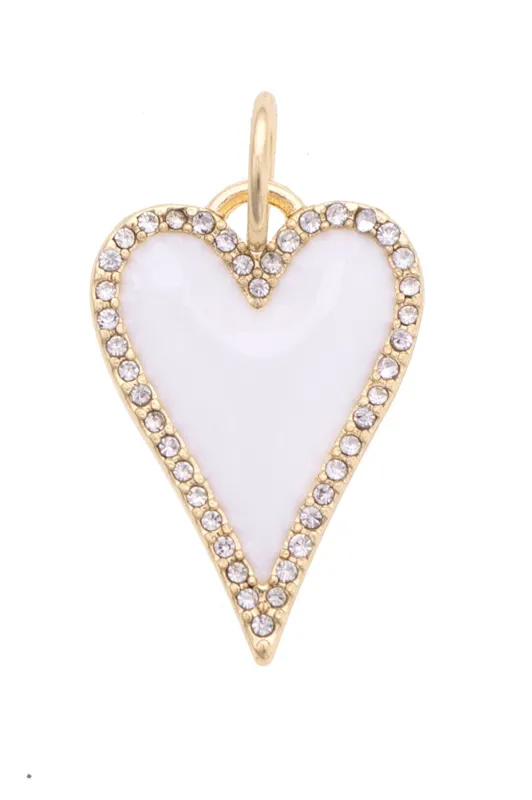 Stretched Pave Heart Charm in White sold by Canvas Style