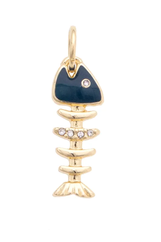 Fishbone Charm in Shiny Gold sold by Canvas Style