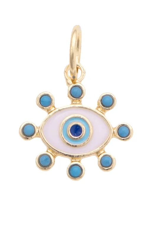Studded Evil Eye Charm in Shiny Gold sold by Canvas Style