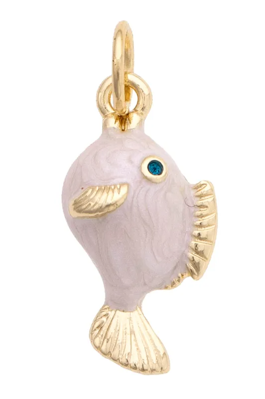 Tiny Fish Charm in White sold by Canvas Style