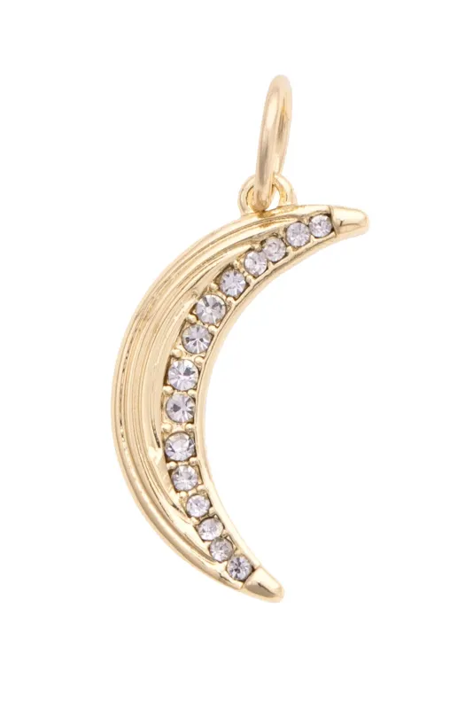 Pave Crescent Moon Charm in Shiny Gold sold by Canvas Style