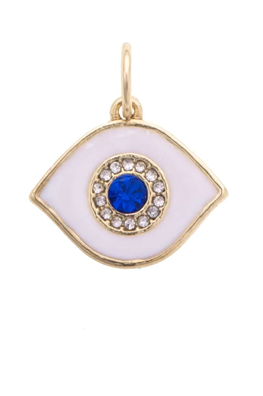 Rhinestone Evil Eye Charm in White sold by Canvas Style