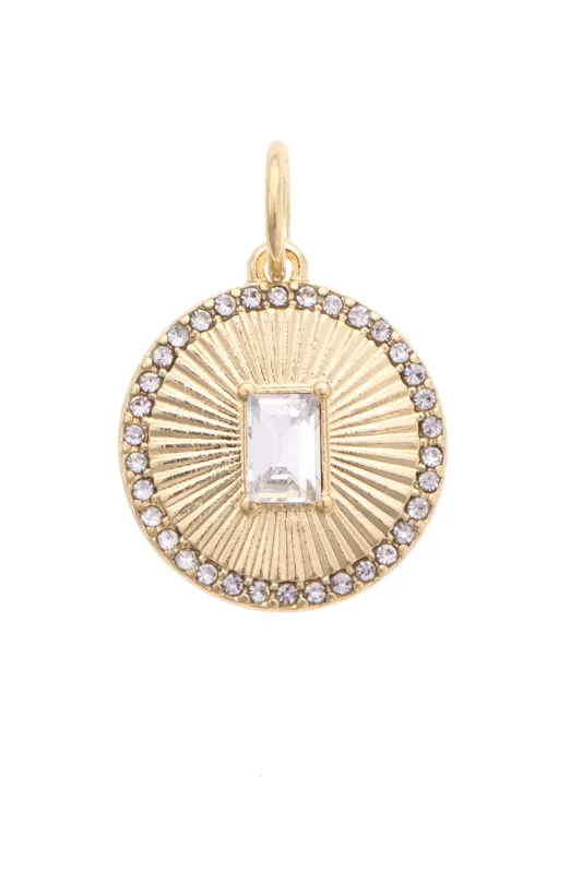 Pave Rhinestone Coin Charm in Shiny Gold sold by Canvas Style