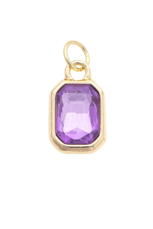 Emerald Cut Rhinestone Charm in Purple sold by Canvas Style
