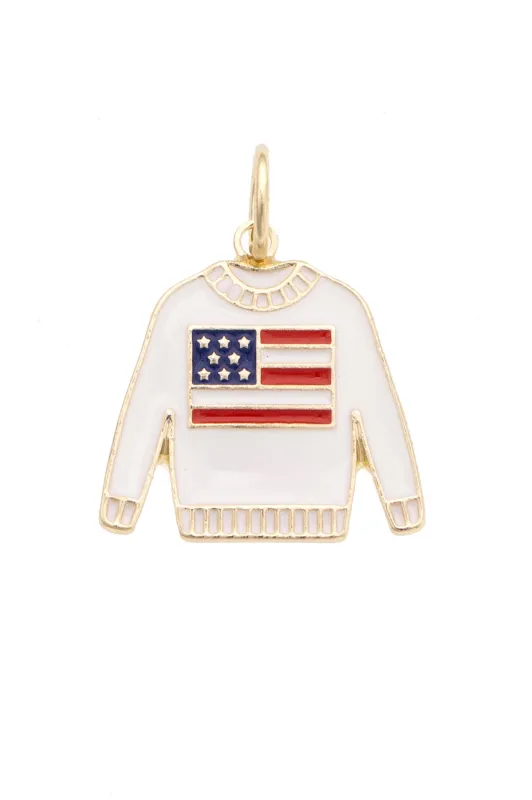 American Flag Sweater Charm in White sold by Canvas Style