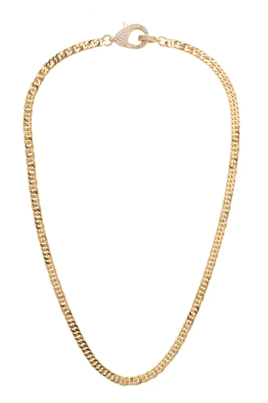 Maggie Pave Carabiner Charm Necklace Base in Shiny Gold sold by Canvas Style