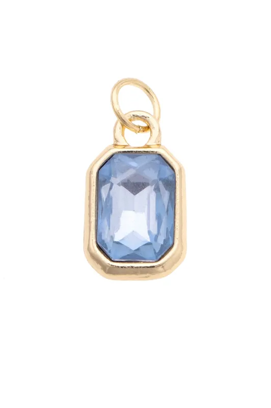 Emerald Cut Rhinestone Charm in Light Blue sold by Canvas Style