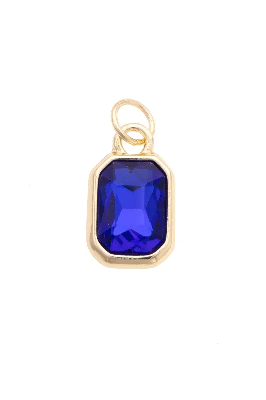 Emerald Cut Rhinestone Charm in Blue sold by Canvas Style