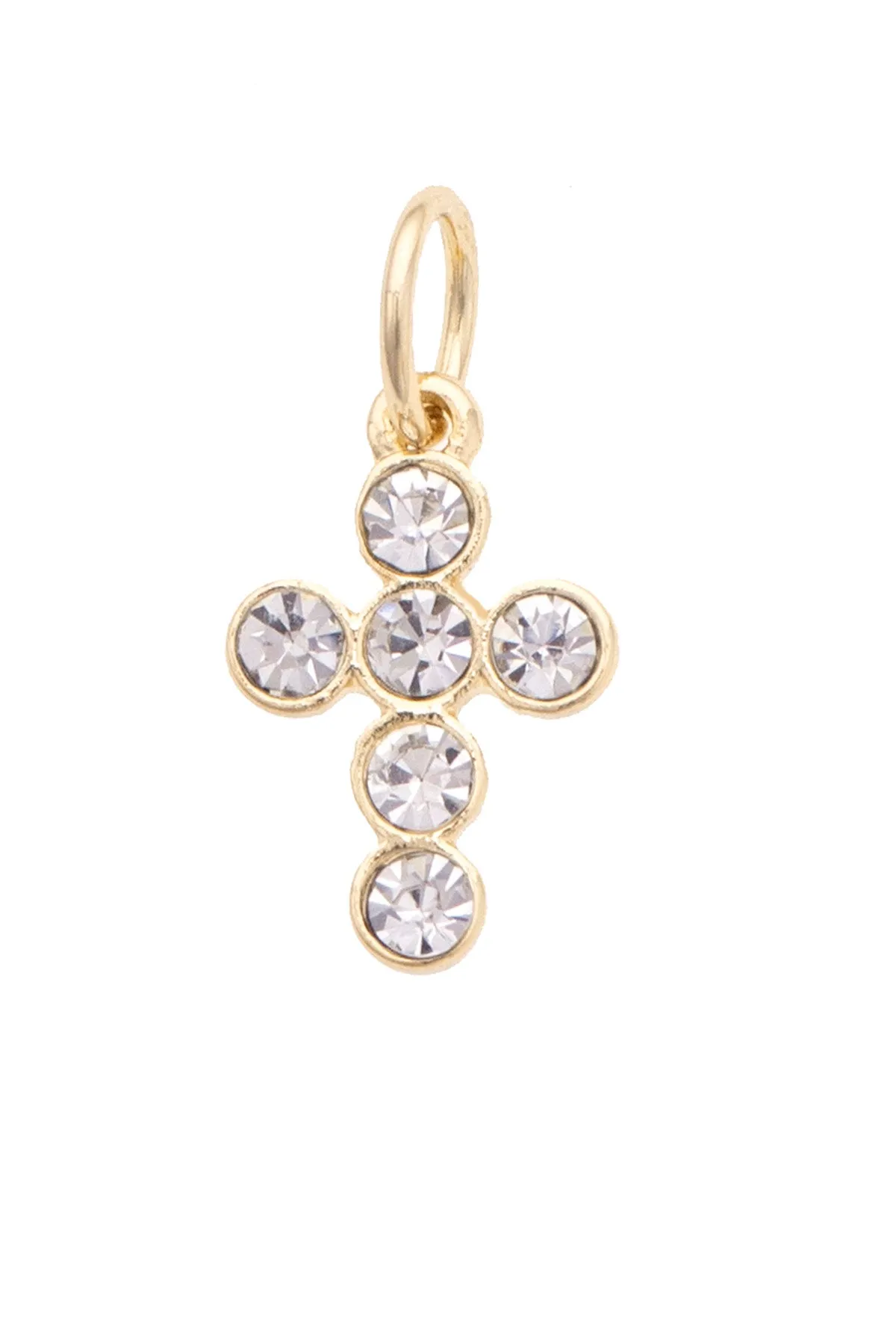 Rhinestone Cross Charm in Shiny Gold sold by Canvas Style