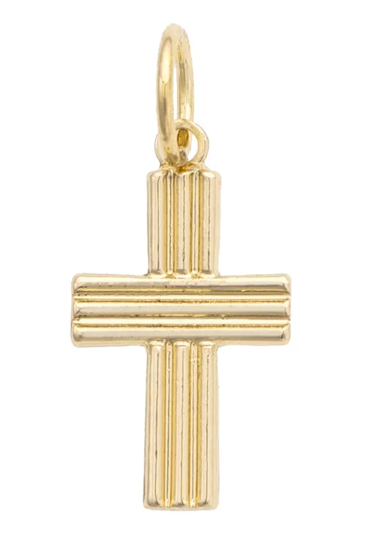 Groovy Cross Charm in Shiny Gold sold by Canvas Style
