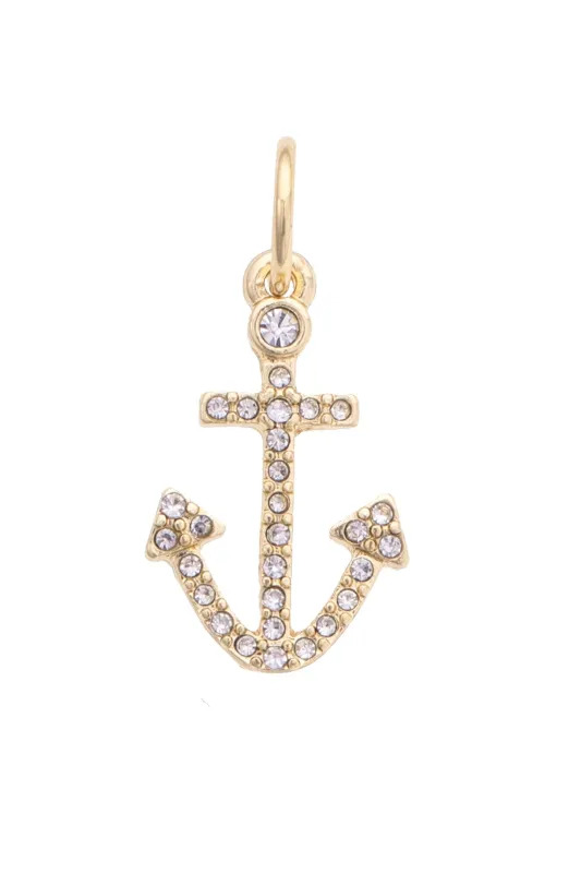 Pave Anchor In Shiny Gold sold by Canvas Style