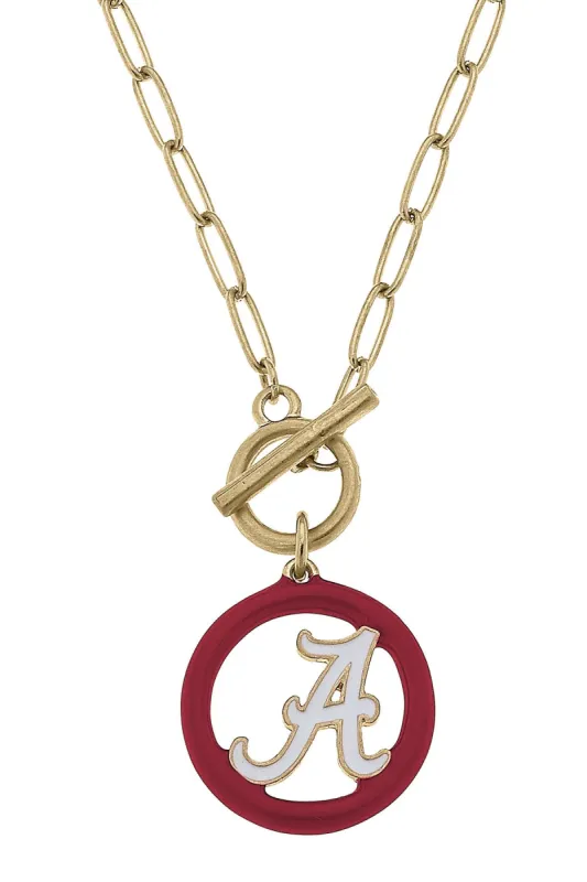 Alabama Crimson Tide Enamel Logo T-Bar Necklace sold by Canvas Style