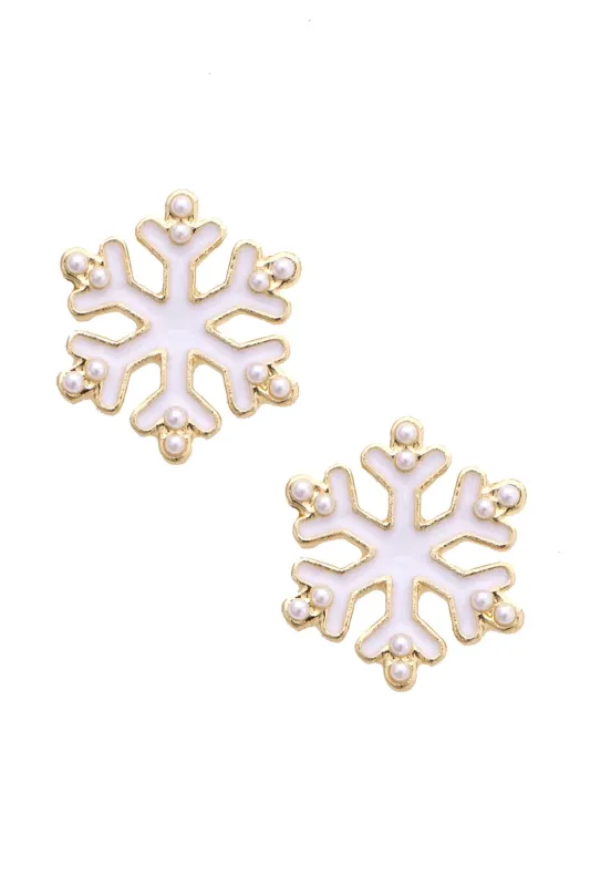 Snowflake Stud Earrings in White sold by Canvas Style