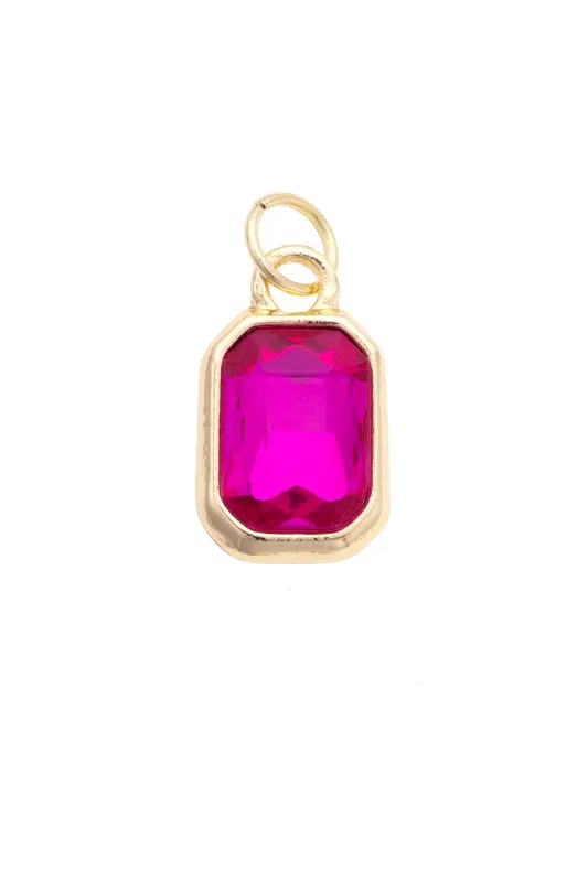 Emerald Cut Rhinestone Charm in Hot Pink sold by Canvas Style