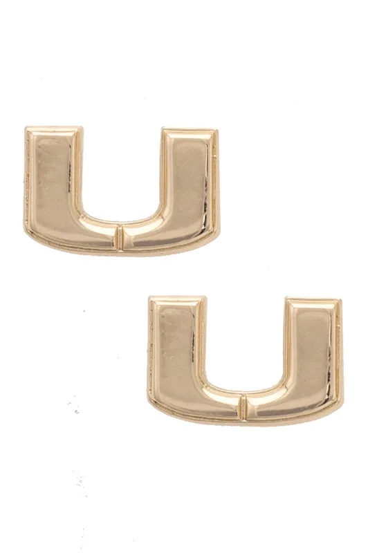 Miami Hurricanes 24K Gold Plated Stud Earrings made by Canvas Style